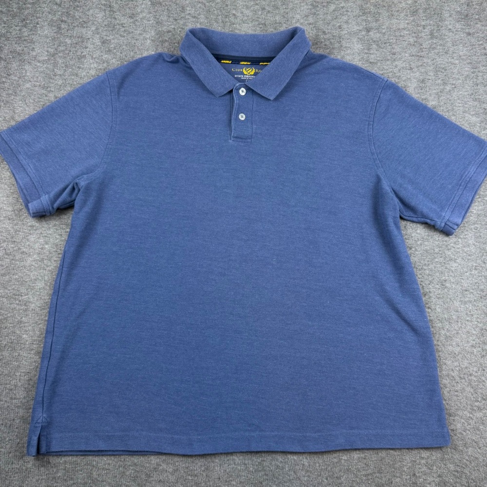 Club Room Polo Shirt Men's Large Blue Estate Performance Short Sleeve Pique